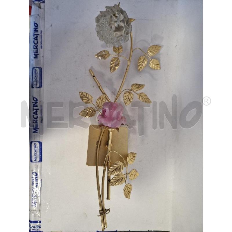 APPLIQUE  DORATI CON FIORI BIANCO E ROSA | Mercatino dell'Usato Bisceglie 1