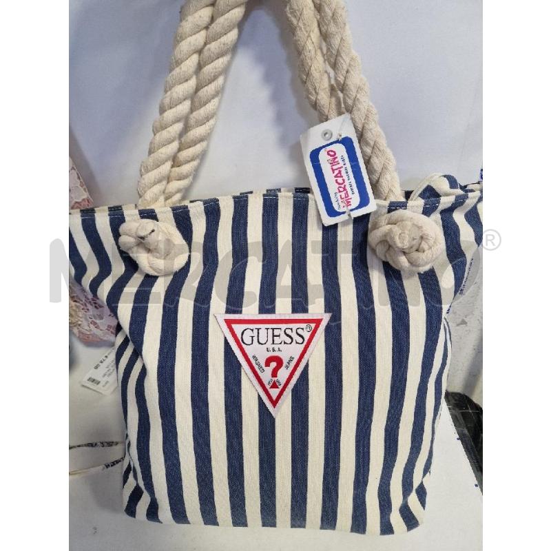 BORSA DONNA GUESS FASCE BIANCA E BLU | Mercatino dell'Usato Bisceglie 1