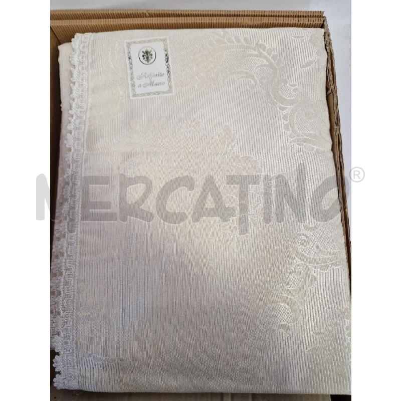 COPRI LETTO BEIGE MATRIMON. DAMASCATO FIORI  | Mercatino dell'Usato Bisceglie 1