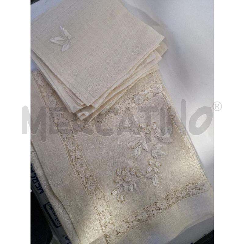 TOVAGLIA BEIGE PIZZO +12TOVAGIOLI FOGLI OPERA PRIMA | Mercatino dell'Usato Bisceglie 1