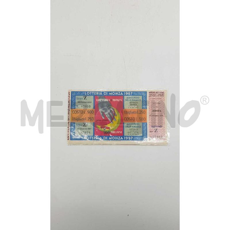 BIGLIETTO LOTTERIA DI MONZA 1957 | Mercatino dell'Usato Putignano 1