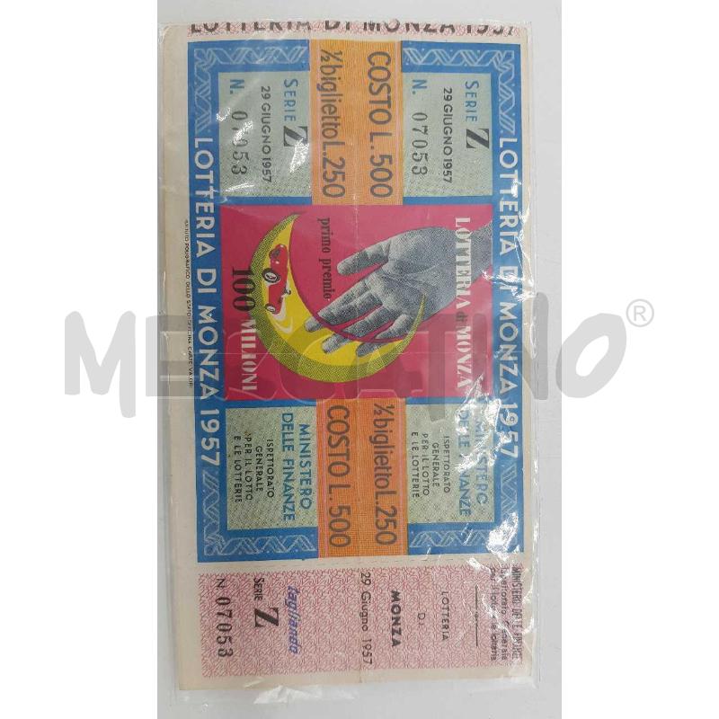 BIGLIETTO LOTTERIA DI MONZA 1957 | Mercatino dell'Usato Putignano 3