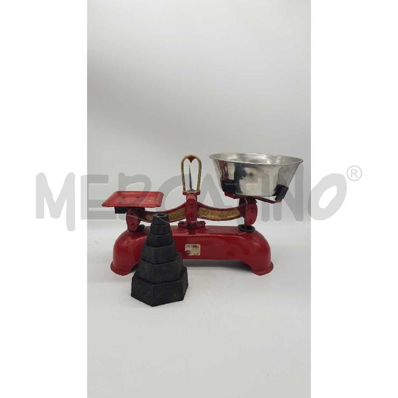 BILANCIA ROSSA 1 PIATTO METALLO+6PESI | Mercatino dell'Usato Putignano 1