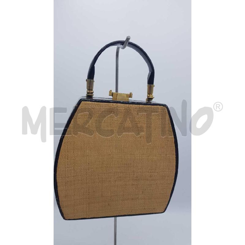 BORSA DONNA RIGIDA PAGLI INTRECCIATA LATERALI EFFETTO LEGNO | Mercatino dell'Usato Putignano 4