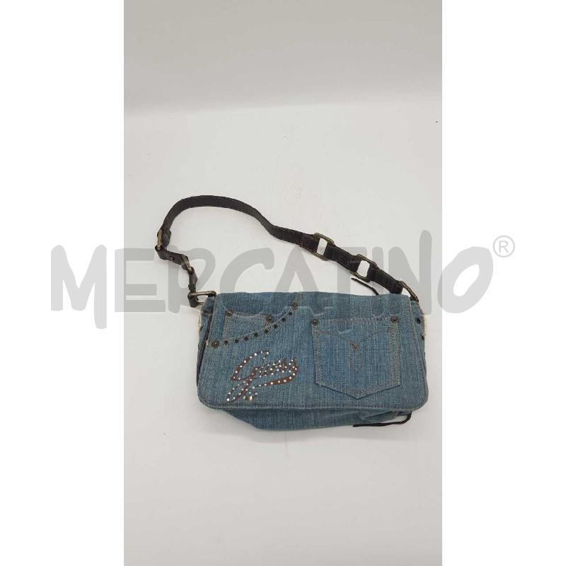 BORSA D GUESS JEANS CHIARO SCRITTA STRASS | Mercatino dell'Usato Putignano 1
