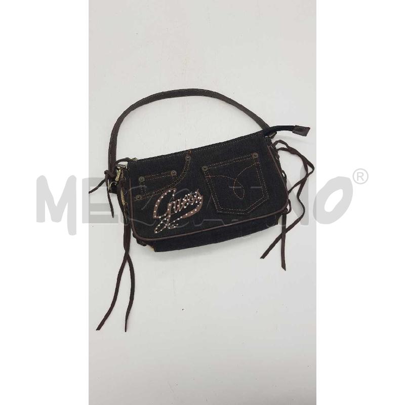 BORSA D GUESS JEANS SCURO MANICO CORTO SCRITTA STRASS | Mercatino dell'Usato Putignano 1
