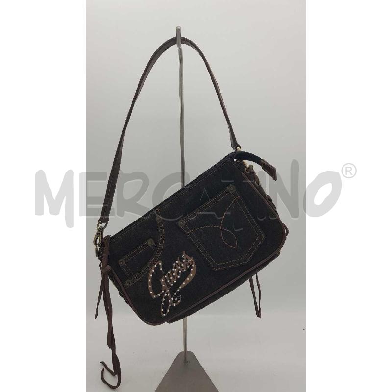 BORSA D GUESS JEANS SCURO MANICO CORTO SCRITTA STRASS | Mercatino dell'Usato Putignano 3