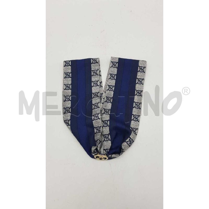 FOULARD GUCCI SETA BLU FASCIA OLOGRAMMATA | Mercatino dell'Usato Putignano 4