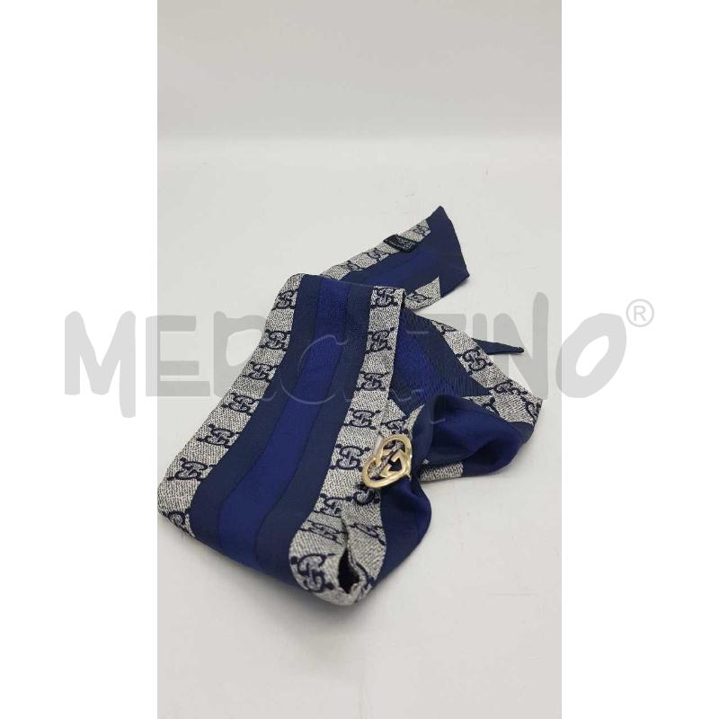 FOULARD GUCCI SETA BLU FASCIA OLOGRAMMATA | Mercatino dell'Usato Putignano 5