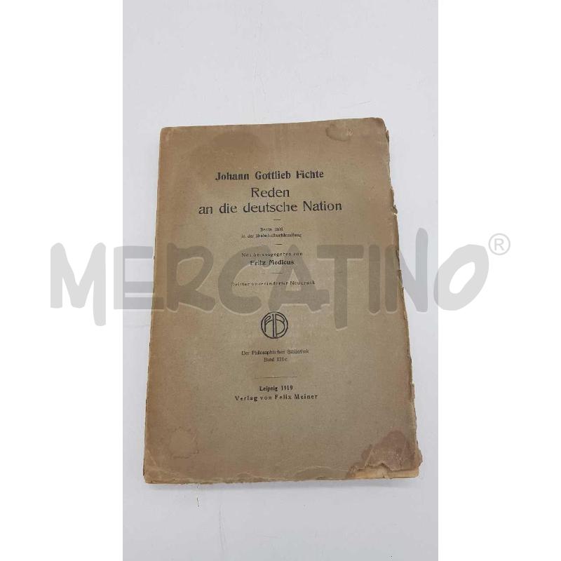 LIBRO ANTICO 1919 REDEN AN DIE DEUTSCHE NATION | Mercatino dell'Usato Putignano 1