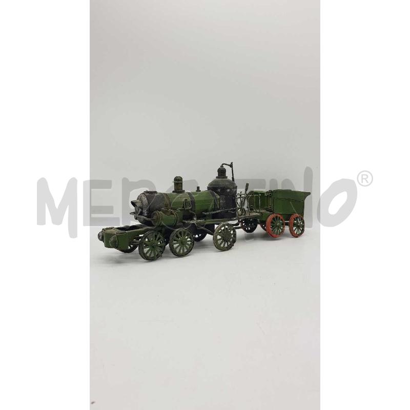 LOCOMOTIVA METALLO VERDE CON CARROZZA | Mercatino dell'Usato Putignano 1
