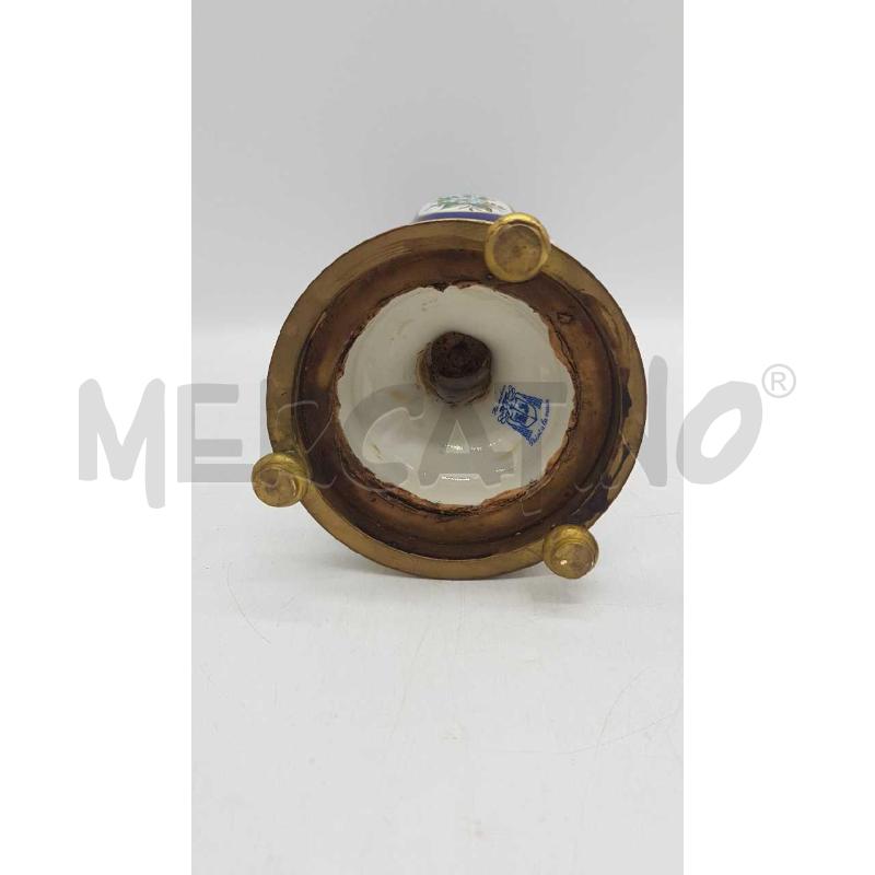 POTICHE RICHELIEU VASO CERAMICA BLU FIORI BASE DORATA TONDA | Mercatino dell'Usato Putignano 3
