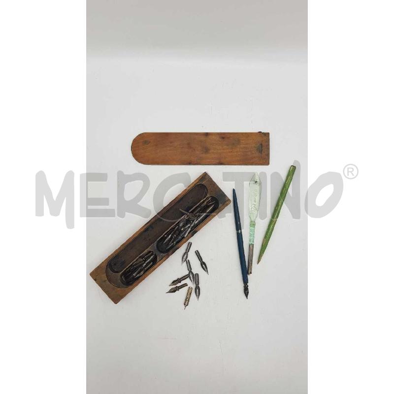 PZ 2 PENNE STILOGRAFICA CON PUNTE IN SCATOLA DI LEGNO | Mercatino dell'Usato Putignano 1