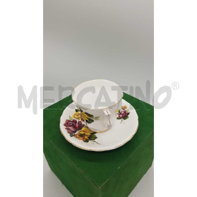 TAZZA CAFFE ANYSLEY BORDEAUX DORATA+2PIATTINI | Mercatino dell'Usato Putignano 2