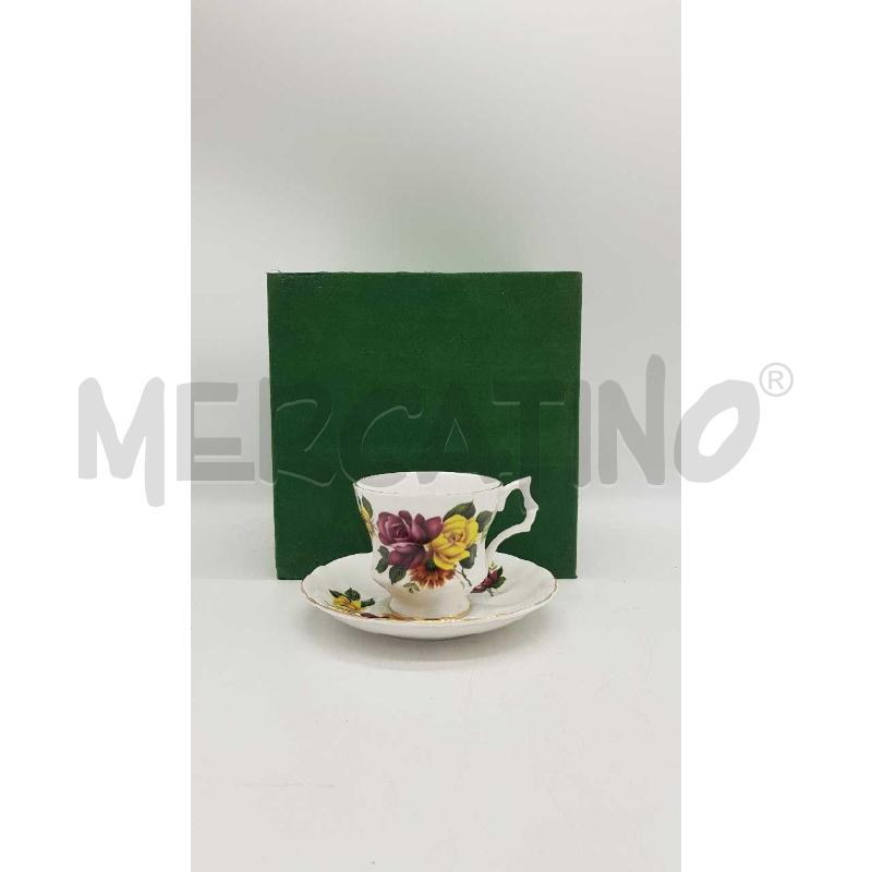 TAZZA CAFFE ANYSLEY BORDEAUX DORATA+2PIATTINI | Mercatino dell'Usato Putignano 5