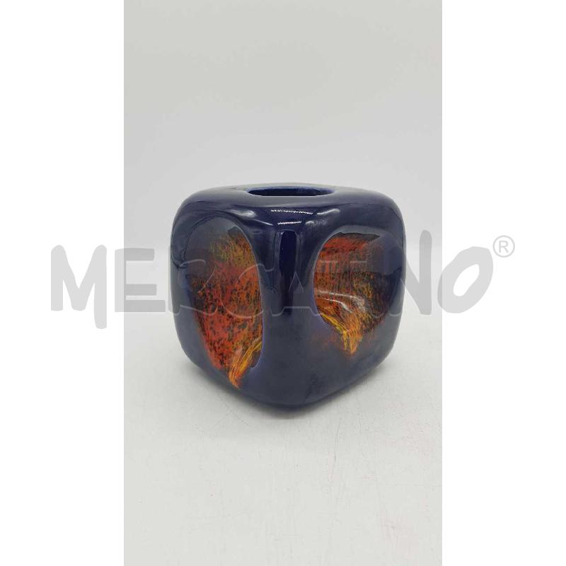 VASO A CAMINO BERTONCELLO CERAMICHE D'ARTE - ITALIA ANNI 70 CUBO COBALTO | Mercatino dell'Usato Putignano 2