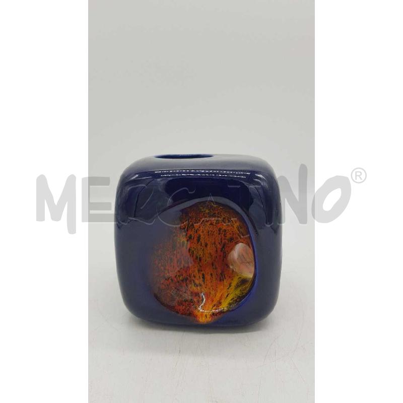 VASO A CAMINO BERTONCELLO CERAMICHE D'ARTE - ITALIA ANNI 70 CUBO COBALTO | Mercatino dell'Usato Putignano 4