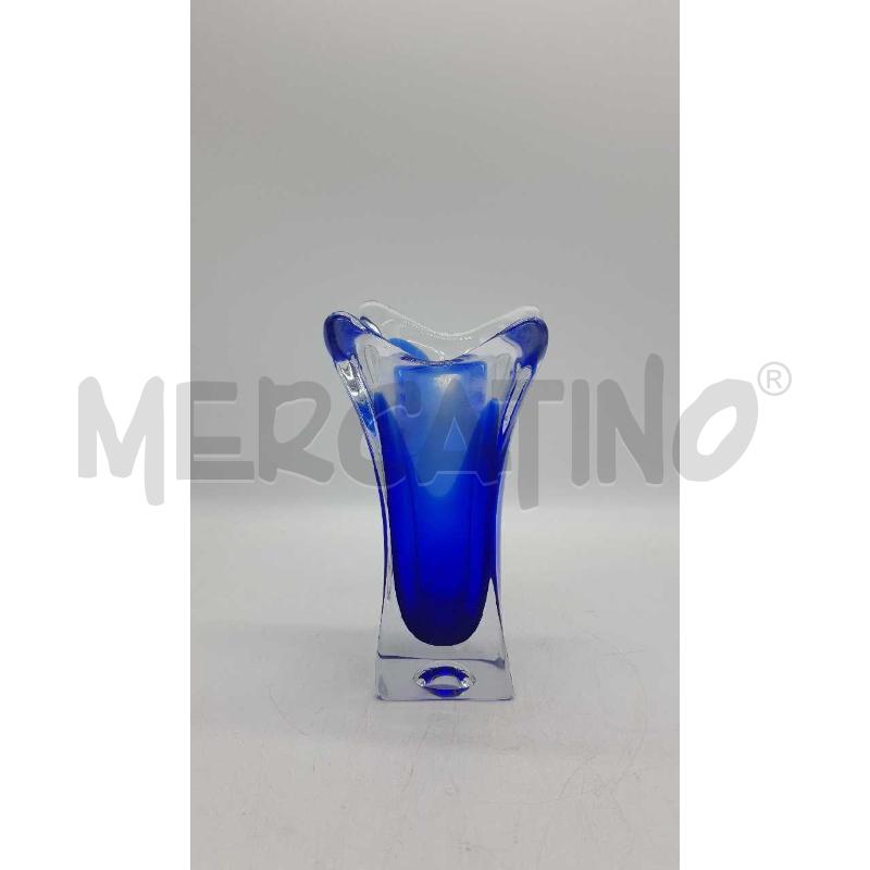 VASO VETRO DOPPIO BLU BOLLA PUNTE ARROTONDATE | Mercatino dell'Usato Putignano 1