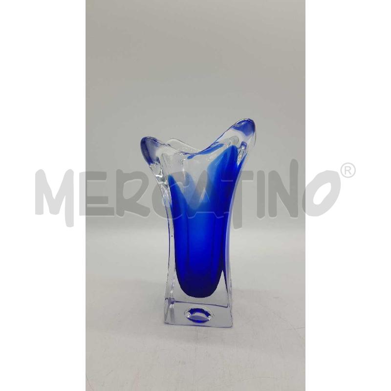 VASO VETRO DOPPIO BLU BOLLA PUNTE ARROTONDATE | Mercatino dell'Usato Putignano 2