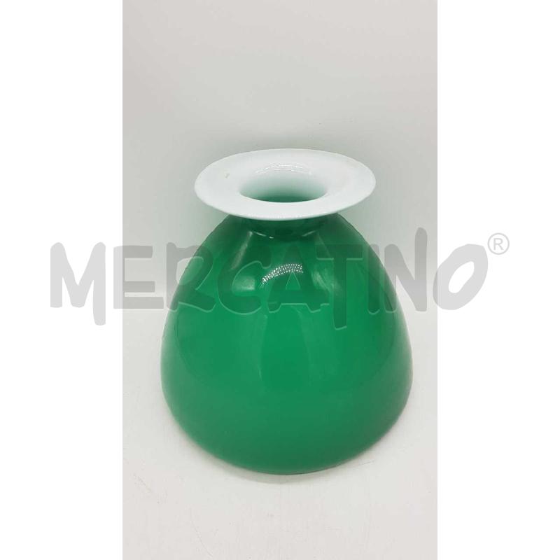 VASO VETRO VERDE INTERNO BIANCO GRANDE | Mercatino dell'Usato Putignano 2