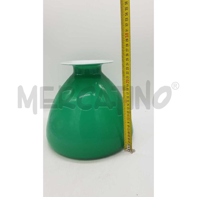 VASO VETRO VERDE INTERNO BIANCO GRANDE | Mercatino dell'Usato Putignano 3