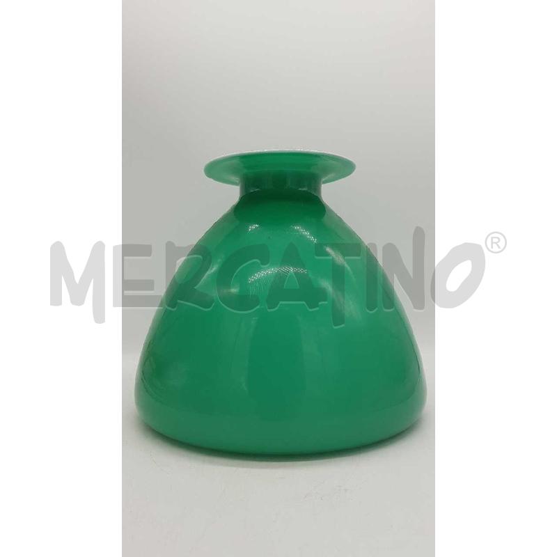 VASO VETRO VERDE INTERNO BIANCO GRANDE | Mercatino dell'Usato Putignano 4