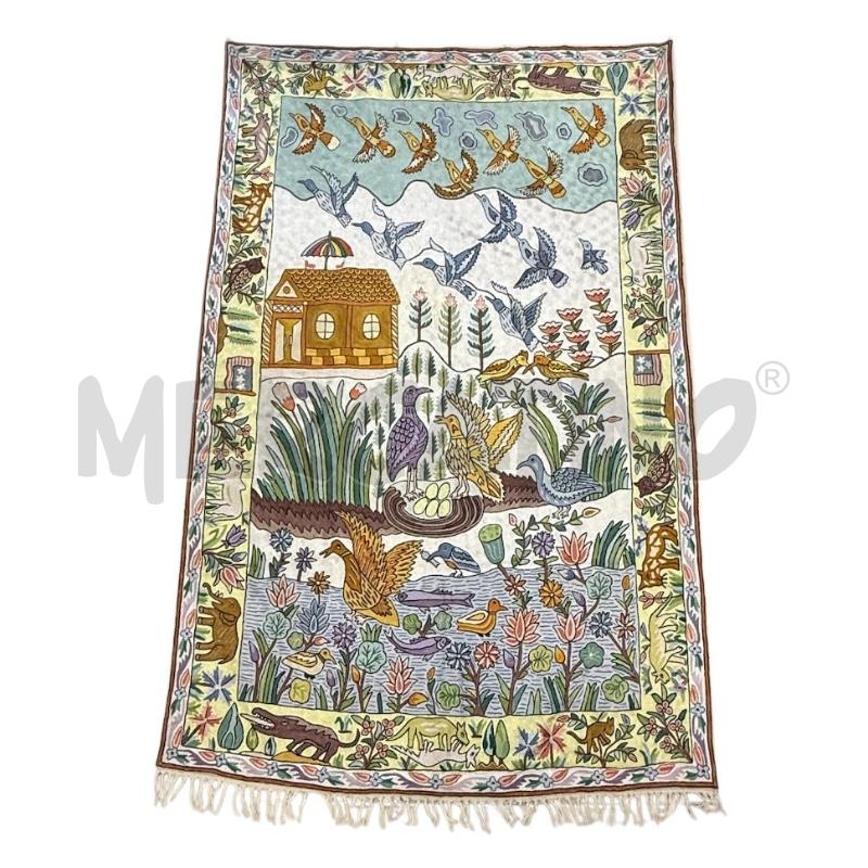 ARAZZO DA PARETE INDIANO KASHMIR ANIMALI 190X120 IN STILE BOHO RICAMO A PUNTO CATENELLA | Mercatino dell'Usato Molfetta 1