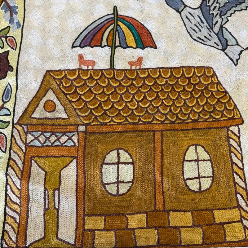 ARAZZO DA PARETE INDIANO KASHMIR ANIMALI 190X120 IN STILE BOHO RICAMO A PUNTO CATENELLA | Mercatino dell'Usato Molfetta 3