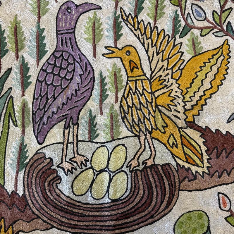 ARAZZO DA PARETE INDIANO KASHMIR ANIMALI 190X120 IN STILE BOHO RICAMO A PUNTO CATENELLA | Mercatino dell'Usato Molfetta 4
