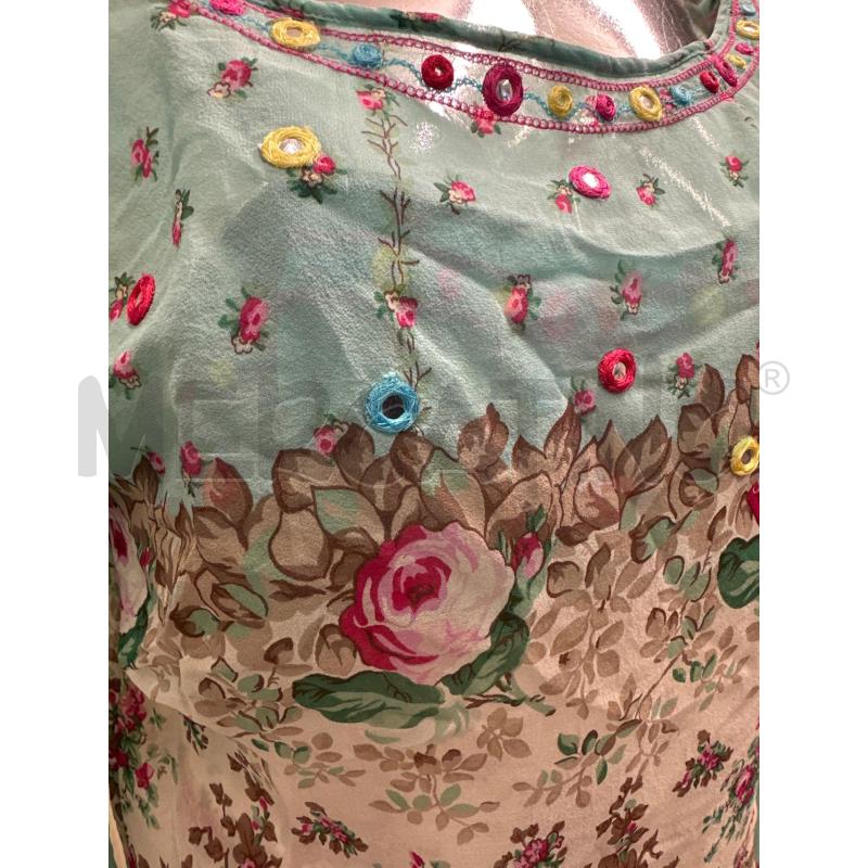 BLUSA DONNA BLUMARINE CON CANOTTA SETA CELESTE FIORI FUXIA | Mercatino dell'Usato Molfetta 2