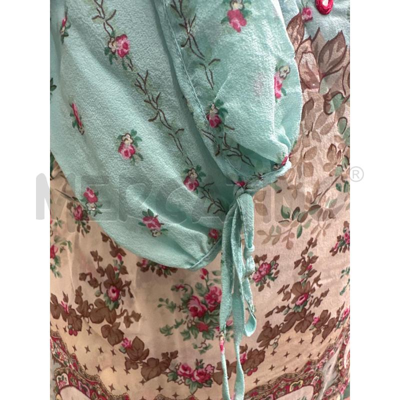 BLUSA DONNA BLUMARINE CON CANOTTA SETA CELESTE FIORI FUXIA | Mercatino dell'Usato Molfetta 3