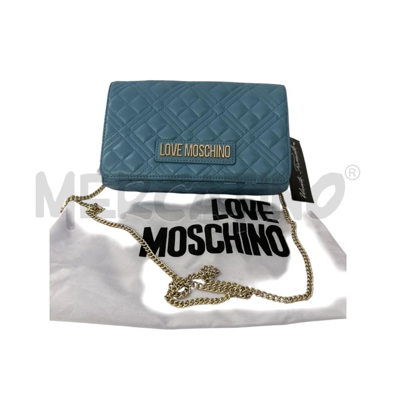 BORSA DONNA LOVE MOSCHINO CELESTE CUCITURE TRACOLLA DORATA | Mercatino dell'Usato Molfetta 1
