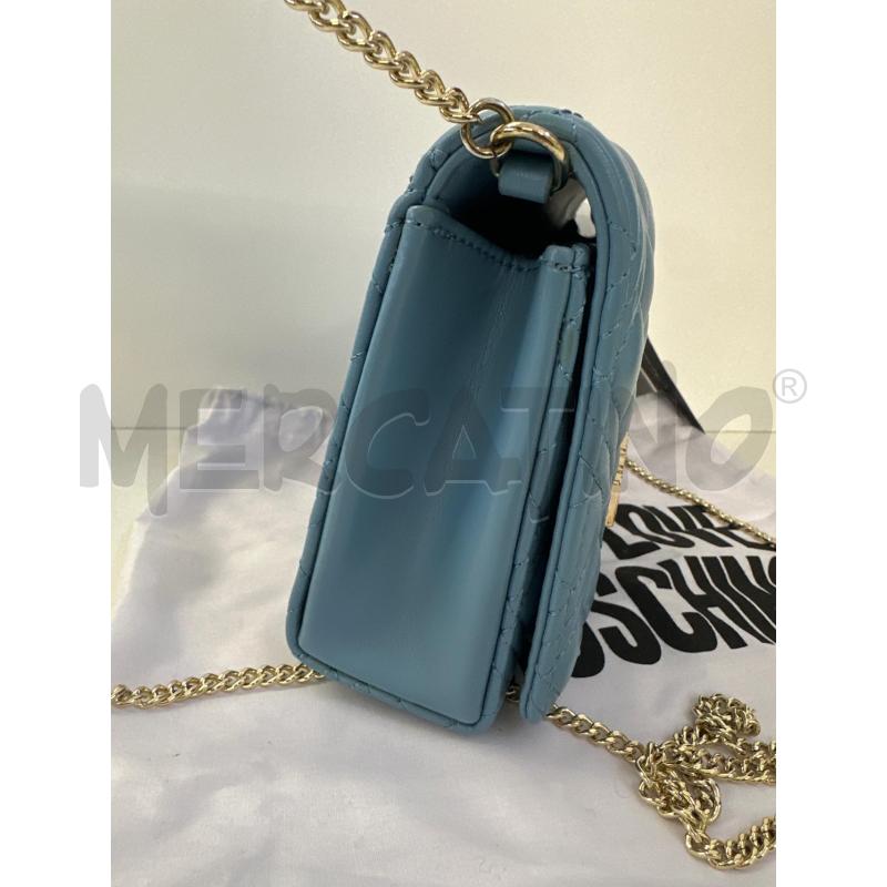 BORSA DONNA LOVE MOSCHINO CELESTE CUCITURE TRACOLLA DORATA | Mercatino dell'Usato Molfetta 2