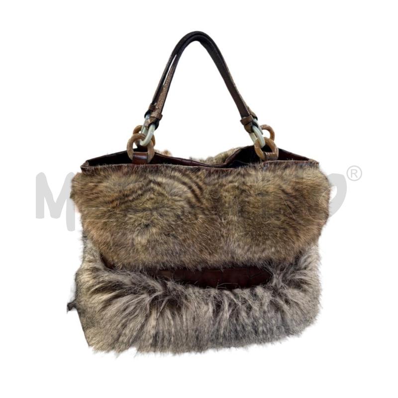 BORSA DONNA MALIPARMI MARRONE PELLICCIA | Mercatino dell'Usato Molfetta 1