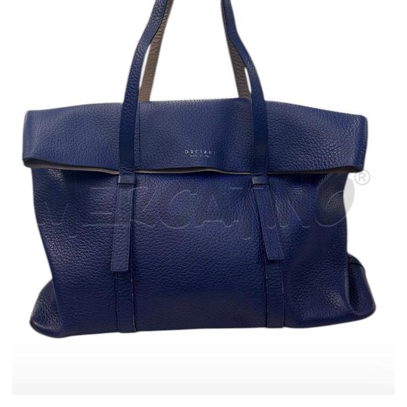 BORSA PELLE ORCIANI BLU SHOPPING | Mercatino dell'Usato Molfetta 1