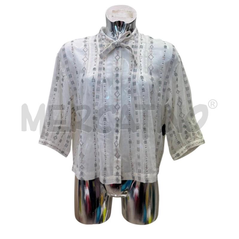 CAMICIA DONNA ANTIPASTA PANNA RICAMO VERDE SALVIA E ROSA | Mercatino dell'Usato Molfetta 1
