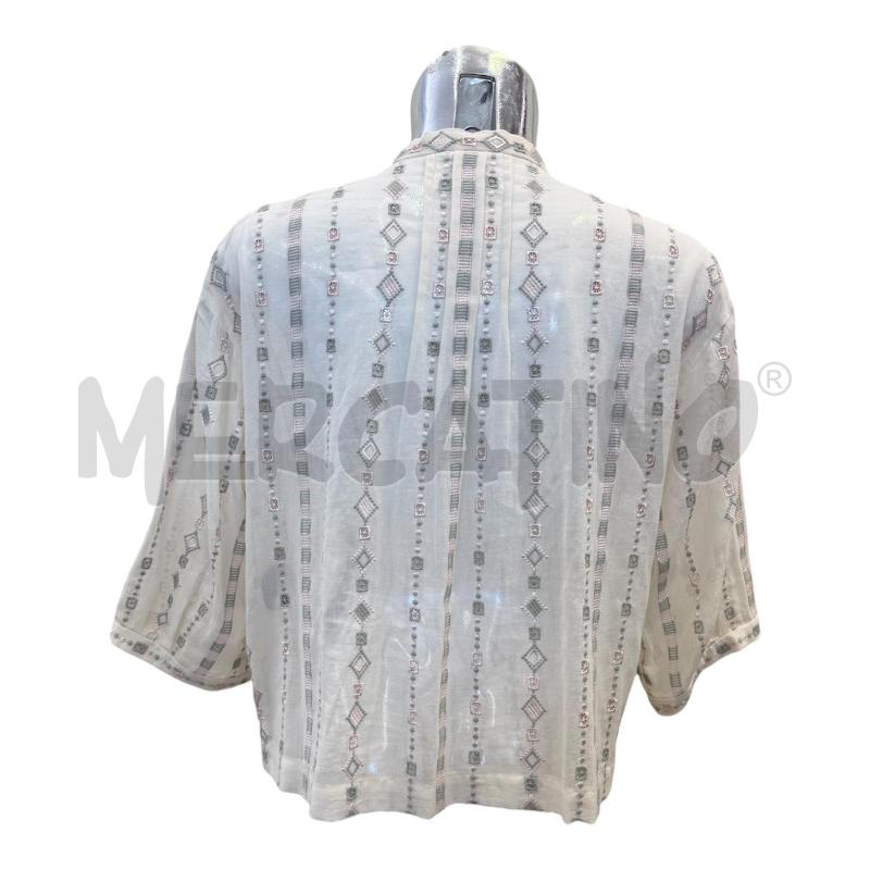 CAMICIA DONNA ANTIPASTA PANNA RICAMO VERDE SALVIA E ROSA | Mercatino dell'Usato Molfetta 3