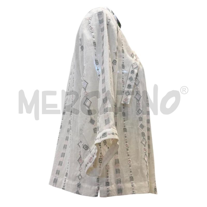 CAMICIA DONNA ANTIPASTA PANNA RICAMO VERDE SALVIA E ROSA | Mercatino dell'Usato Molfetta 5