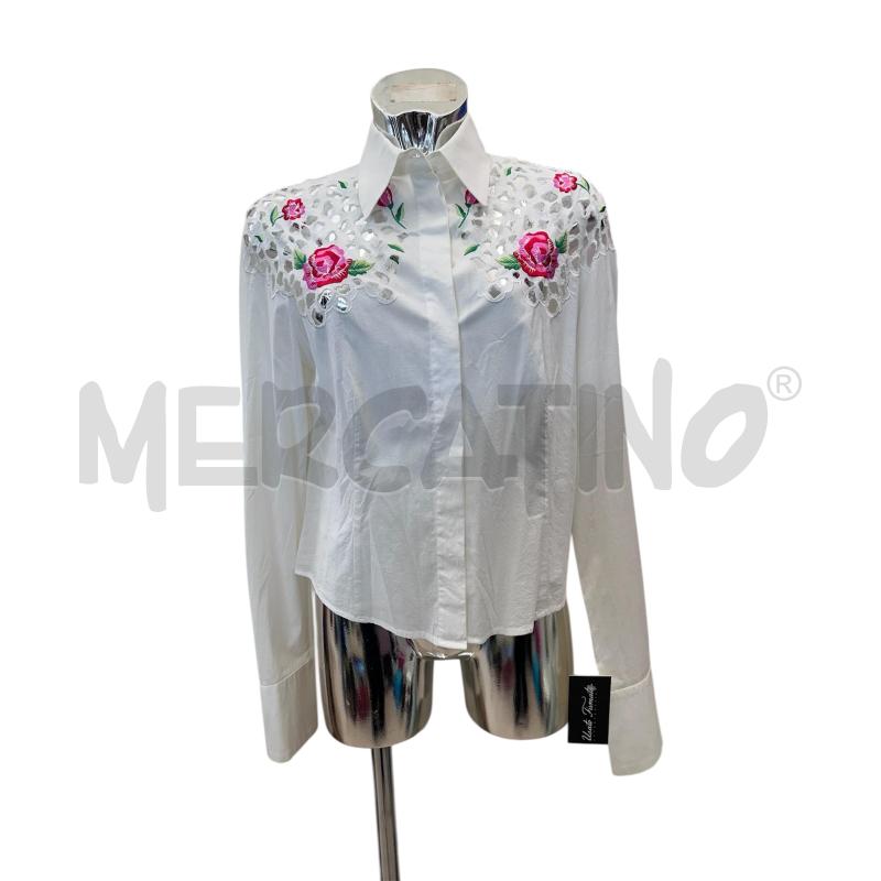 CAMICIA DONNA BLUMARINE BIANCO ROSE ROSSE | Mercatino dell'Usato Molfetta 1