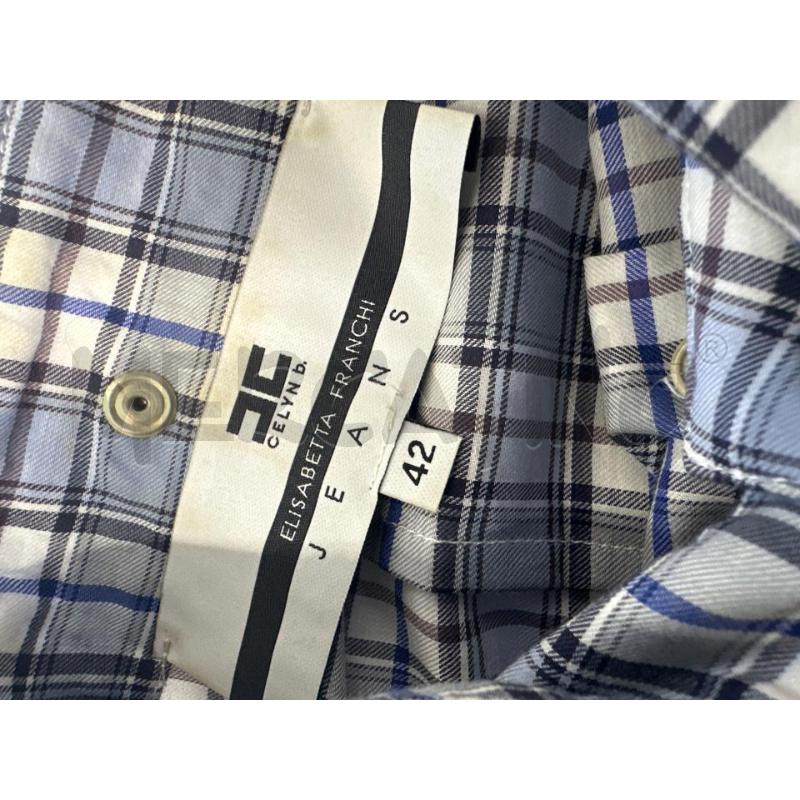 CAMICIA DONNA ELISABETTA FRANCHI QUADRI CELESTE BIANCO | Mercatino dell'Usato Molfetta 4