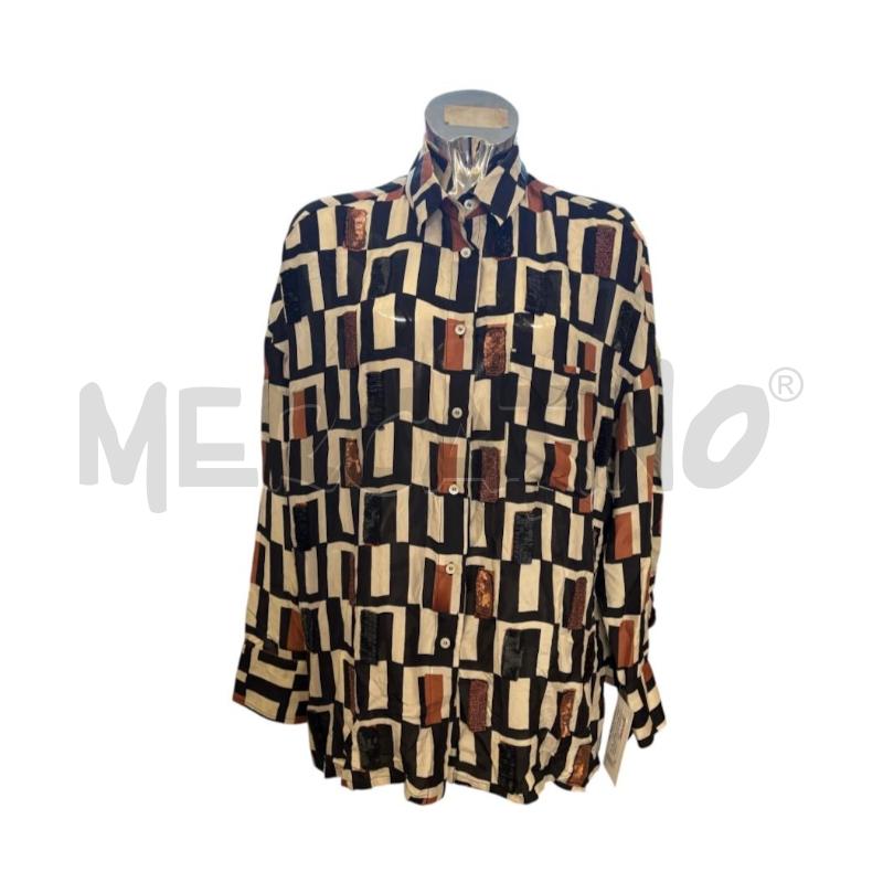 CAMICIA DONNA MALIPARMI FANTASIA NERO PANNA MARRONE  | Mercatino dell'Usato Molfetta 1