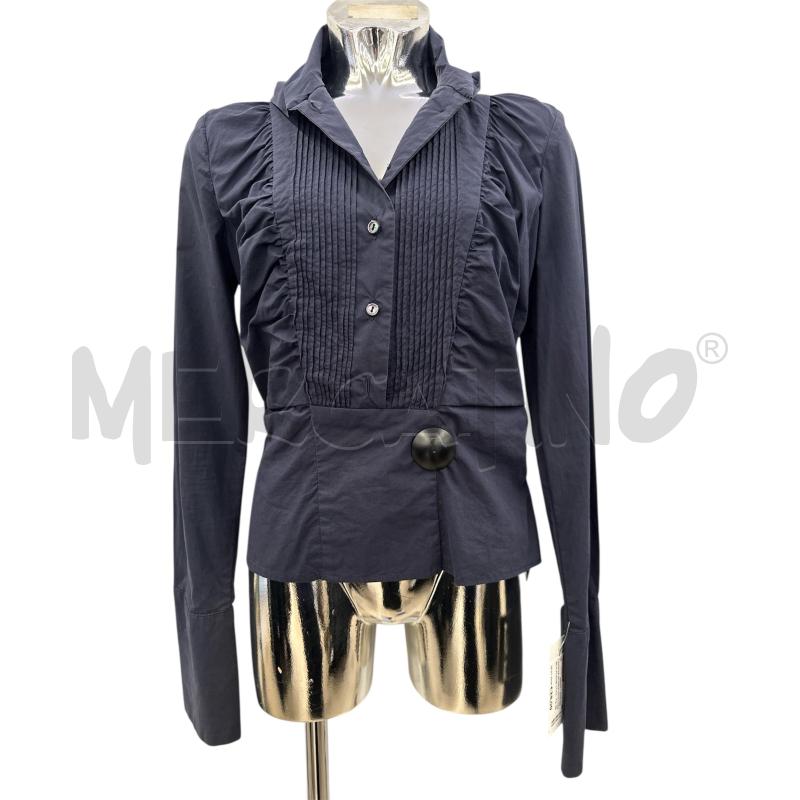 CAMICIA DONNA MOLLONI BLU PLISSE COLLO PIEGHE | Mercatino dell'Usato Molfetta 1