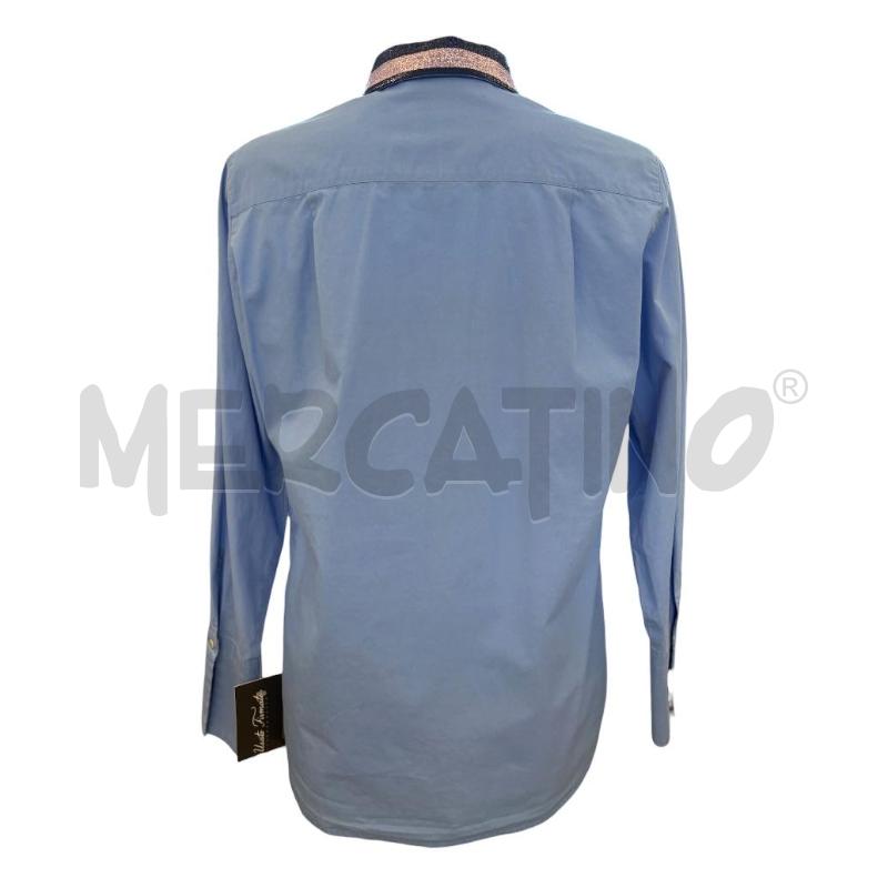 CAMICIA DONNA MOMONI CELESTE COLLO LAMINATO | Mercatino dell'Usato Molfetta 2