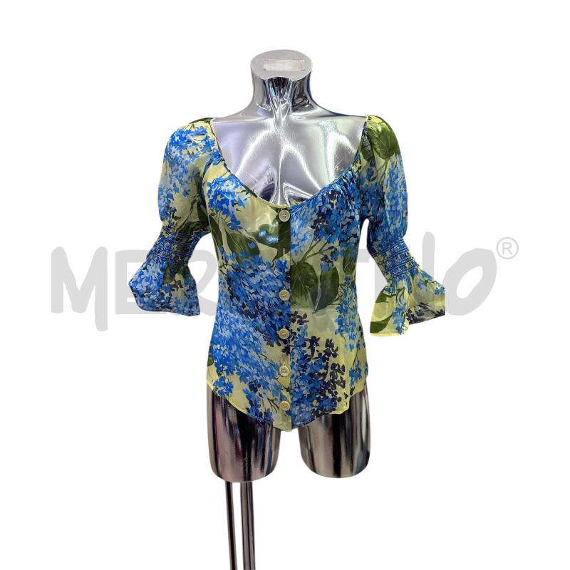 CAMICIA DONNA MOSCHINO CHEAPANDCHIC FONDO GIALLO FIORI CELESTE VERDE | Mercatino dell'Usato Molfetta 1