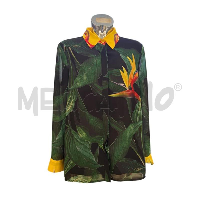 CAMICIA DONNA TWINS FANTASY NERO FOGLIR VERDI | Mercatino dell'Usato Molfetta 1
