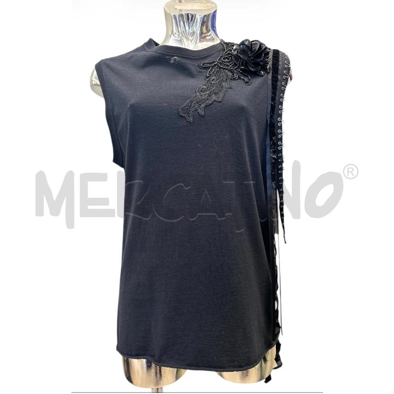 CANOTTA DONNA 8PM NERO PROFILO FIORE PALLETTE | Mercatino dell'Usato Molfetta 1