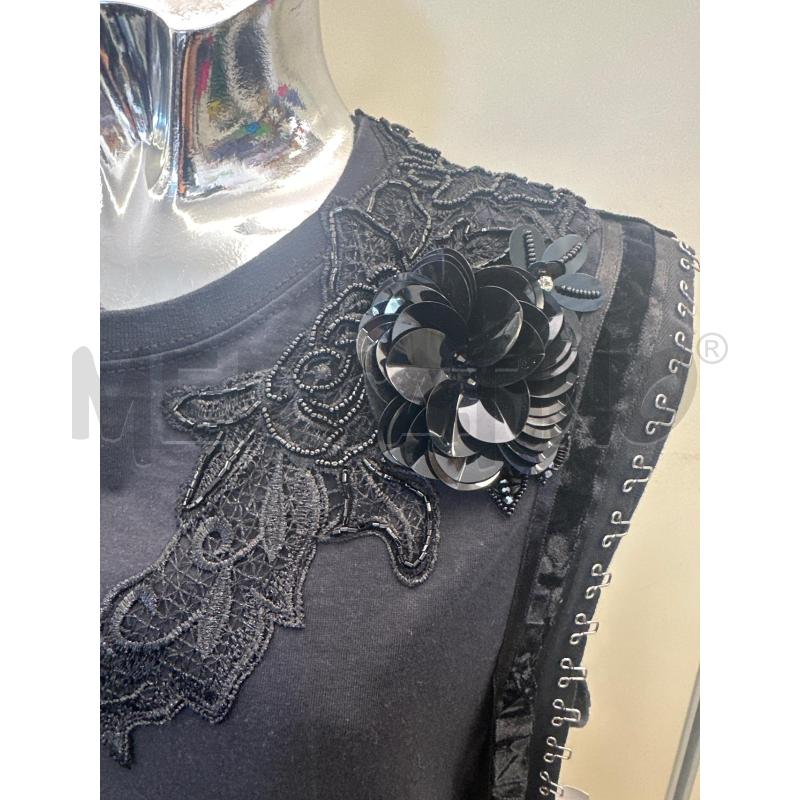 CANOTTA DONNA 8PM NERO PROFILO FIORE PALLETTE | Mercatino dell'Usato Molfetta 2