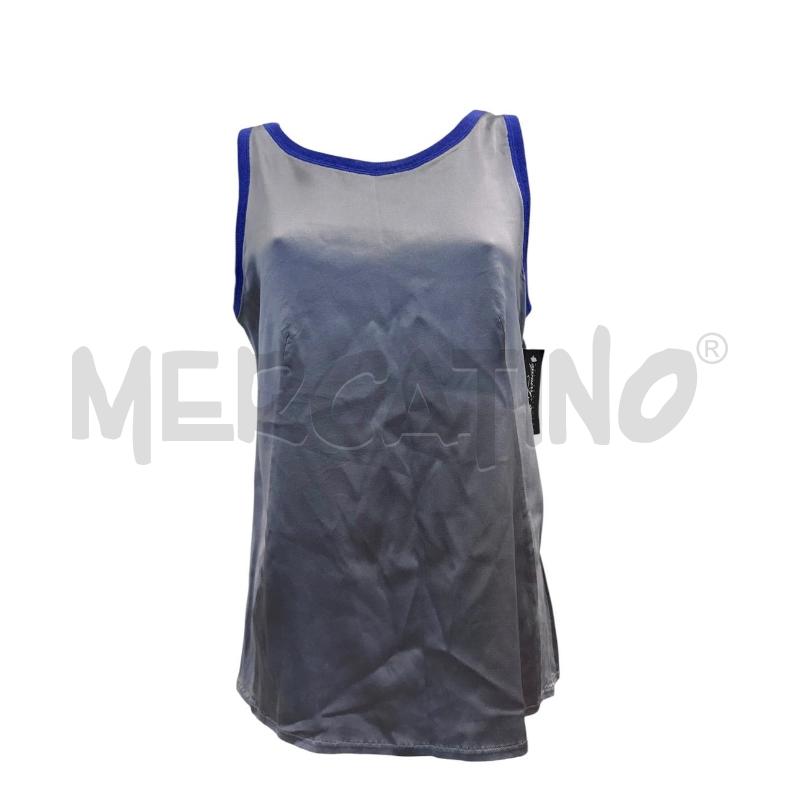 CANOTTA DONNA BRUNELLO CUCINELLI SETA GRIGIO PROFILO BLU | Mercatino dell'Usato Molfetta 1