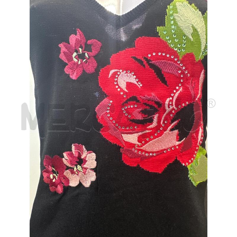 CANOTTA DONNA MOSCHINO NERO FIORI ROSSI | Mercatino dell'Usato Molfetta 2