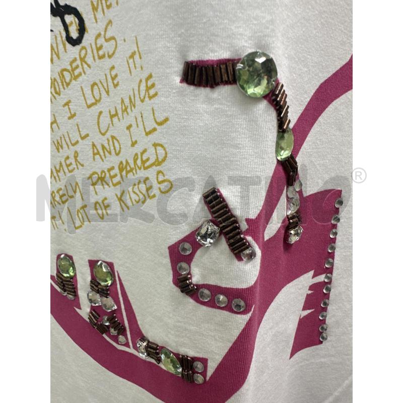 CANOTTA DONNA PIANURASTUDIO BIANCO STAMPA CELESTE FUCSIA | Mercatino dell'Usato Molfetta 2